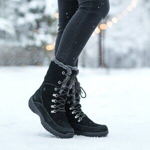 Columbia Lavela II Suede Winter Snow Boots Waterproof Thinsulate Black Faux Fur